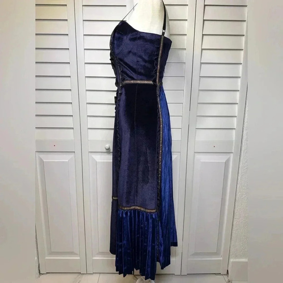 Self Portrait SZ 0 Blue Velvet Paneled Dress - Picture 5 of 14